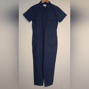 Outerknown Navy Blue S.E.A. Suit Overall Short Sleeve Cotton Linen Blend